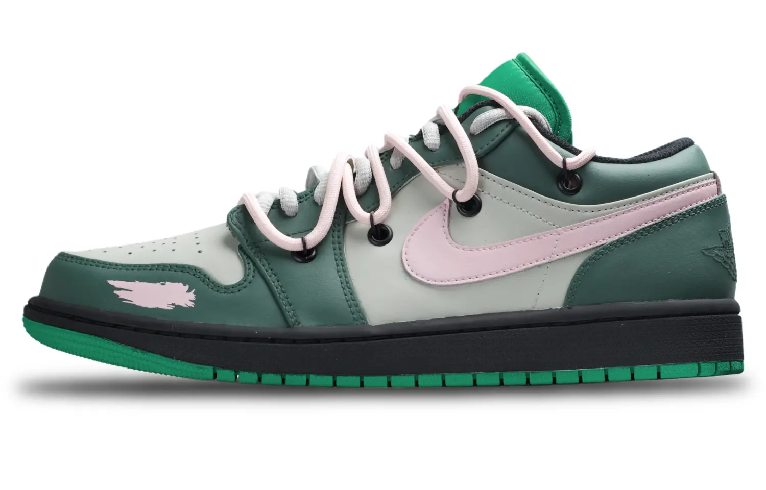 Кроссовки Air Jordan 1 Vintage Basketball Shoes Unisex Low-top Grey/green/pink, зеленый