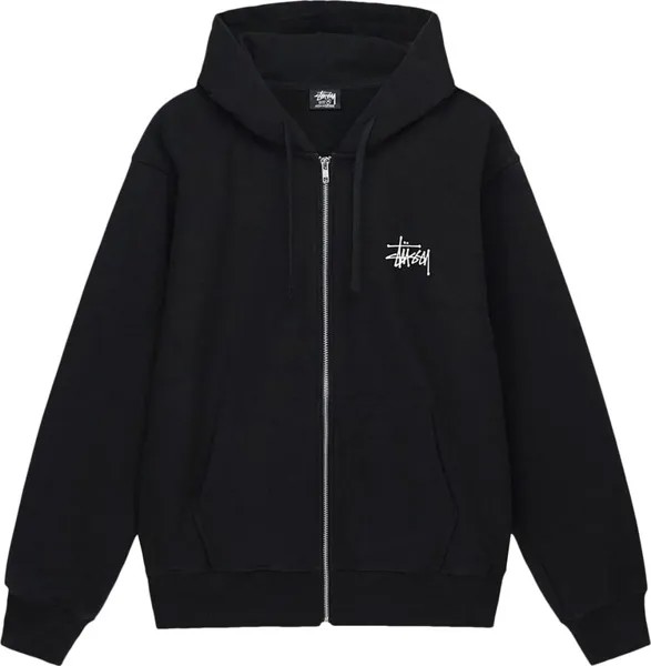 Худи Stussy Basic Zip Hoodie 'Black', черный