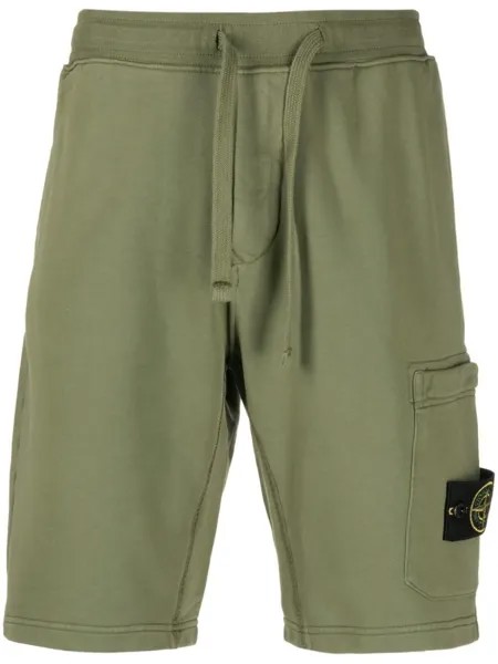 Stone Island спортивные шорты с нашивкой-логотипом, зеленый