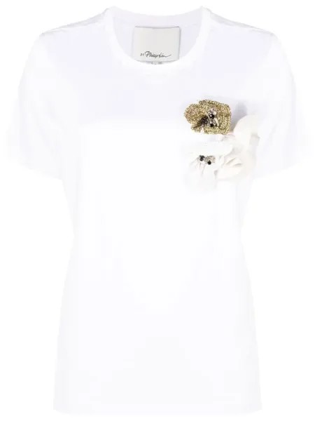 3.1 Phillip Lim футболка с цветочной аппликацией, белый