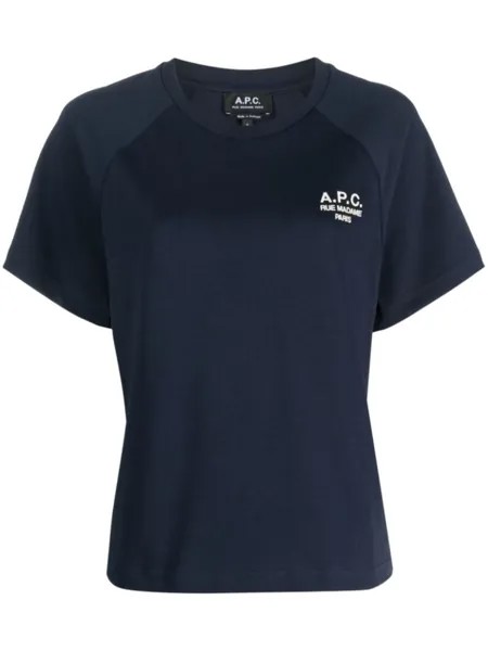 A.P.C. футболка с вышитым логотипом, синий