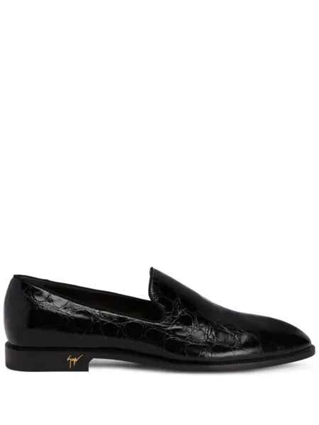 Giuseppe Zanotti лоферы Gatien с тиснением под крокодила, черный