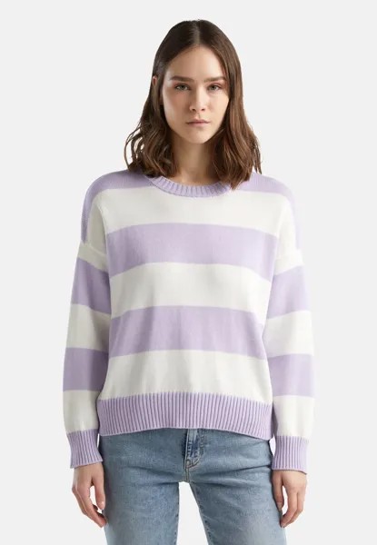 Вязаный свитер STRIPED United Colors of Benetton, цвет violet