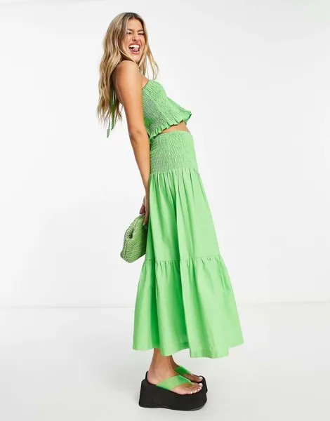 Зеленая зеленая юбка миди с присборками COLLUSION