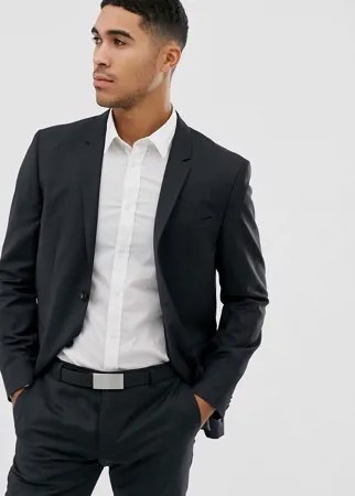 Фактурный приталенный пиджак Calvin Klein-Черный