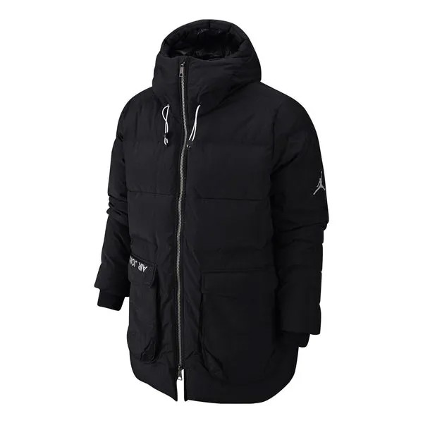 Пуховик Air Jordan Storage Pocket Detail Hooded Down Jacket Men's Black, черный