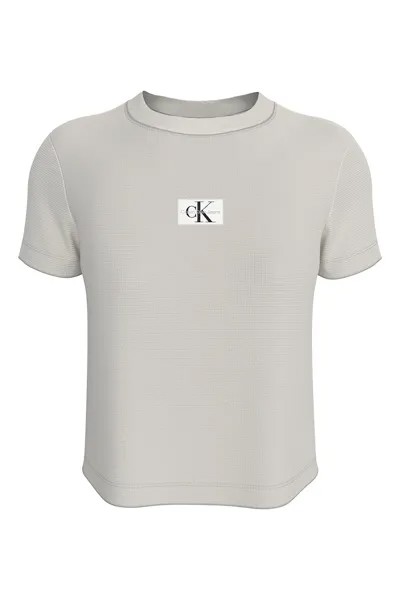 Футболка с овальным вырезом и логотипом Calvin Klein Jeans, бежевый