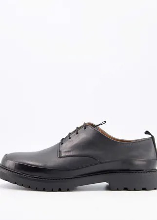 Черные кожаные туфли на шнуровке с дакоративным швом H by Hudson Thetford-Черный цвет