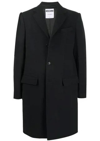 Moschino однобортное пальто с вышитым логотипом