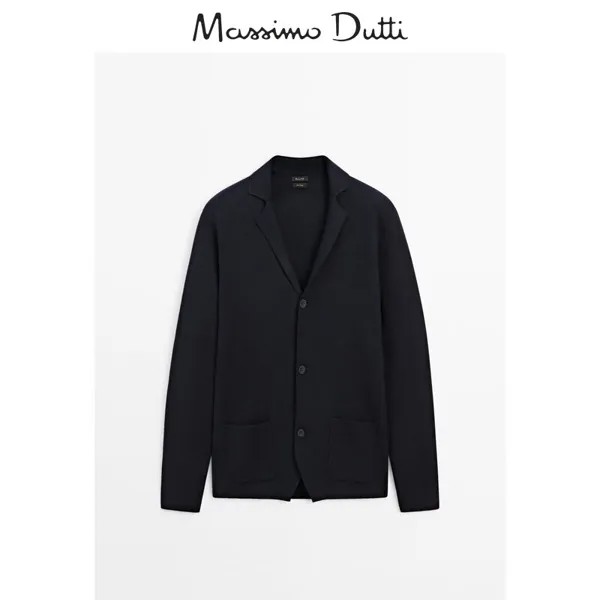 Кардиган мужской Massimo Dutti с воротником, темно-синий