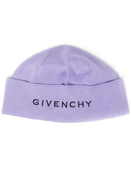 Givenchy шерстяная шапка бини с вышитым логотипом