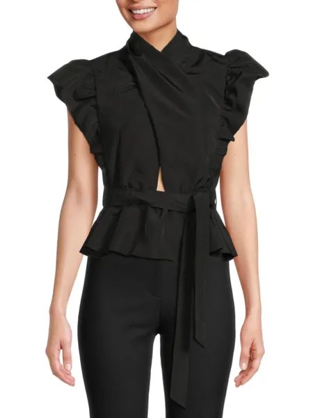 Топ Brynn с оборками и запахом Derek Lam 10 Crosby, черный