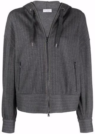 Brunello Cucinelli худи в тонкую полоску с кулиской