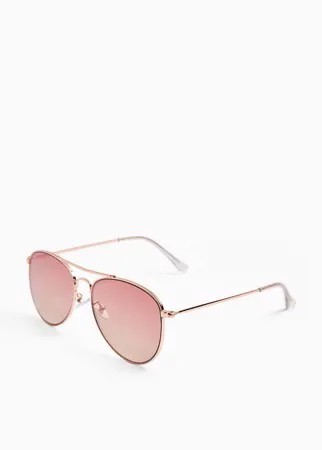 Солнцезащитные очки-авиаторы в металлической оправе цвета розового золота с розовыми отражающими линзами Topshop-Золотистый