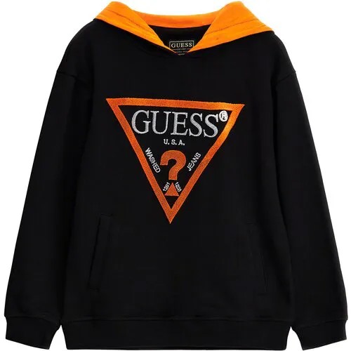 Толстовка GUESS, размер 10, черный, оранжевый