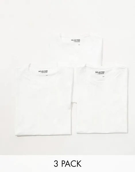 Selected Homme – комплект из 3 белых футболок