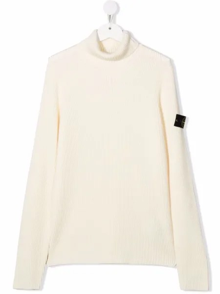 Stone Island Junior шерстяной джемпер с высоким воротником