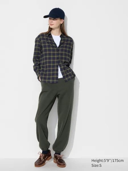 Мягкая фланелевая рубашка шкипера клетчатая Uniqlo, зеленый