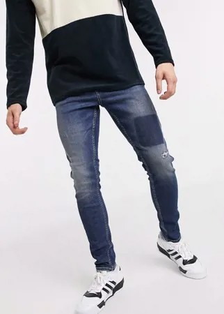 Синие джинсы скинни с нашивками New Look-Голубой