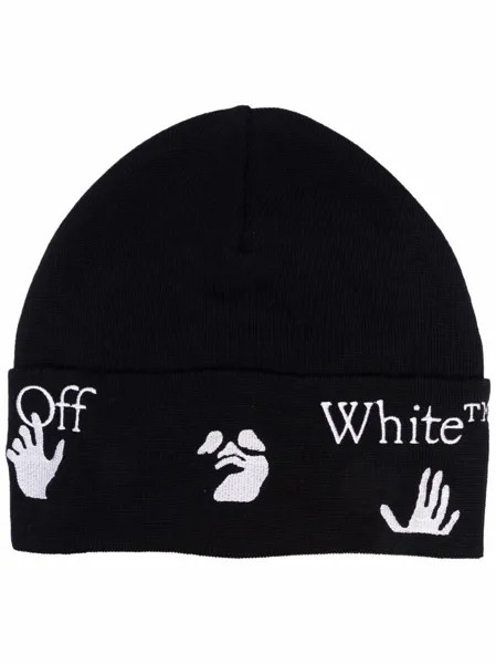 Off-White шерстяная шапка бини с логотипом