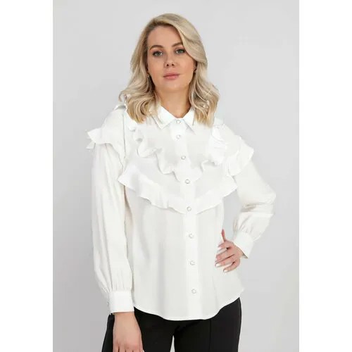 Блуза , повседневный стиль, размер 50, белый, бежевый