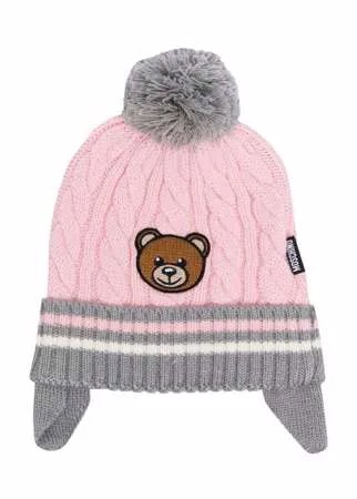 Moschino Kids шапка бини Teddy Bear с помпоном