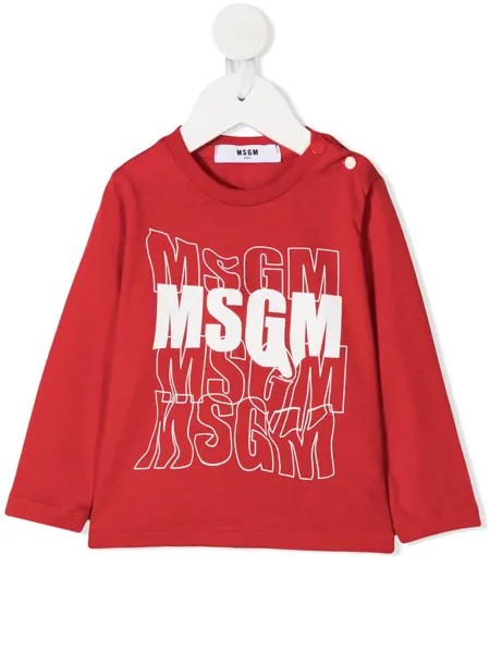 Msgm Kids футболка с длинными рукавами и логотипом
