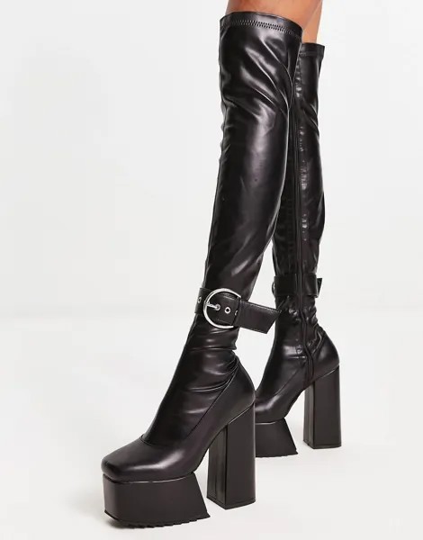 Сапоги Lamoda Over The Knee Extreme Platform With Buckle, черный