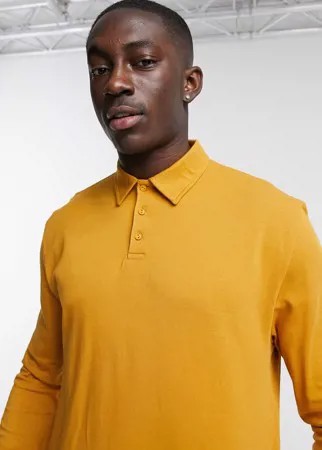 Свободное поло-лонгслив горчичного цвета ASOS DESIGN-Желтый