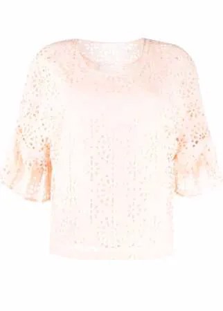 See by Chloé perforated florals blouse