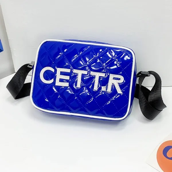Для мальчиков Стеганая квадратная сумка с текстовой заплатой