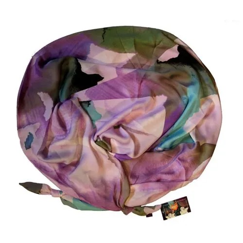 Шарф женский весенний, вискоза, шёлк, полиэстер, разноцветный, зелёный, двойной шарф-долька Оланж Ассорти серия Марокко с узелками
