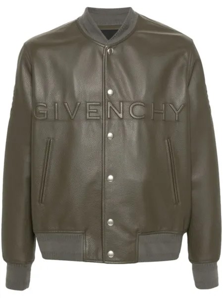 Givenchy бомбер с тисненым логотипом, зеленый