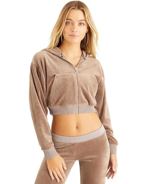 Худи Juicy Couture C Solid Classic Juicy with Back Bling, цвет Pewter