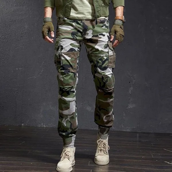 Брюки-карго мужские камуфляжные, хлопок, облегающие тактические штаны с карманами, армейские штаны в стиле милитари, повседневные джоггеры