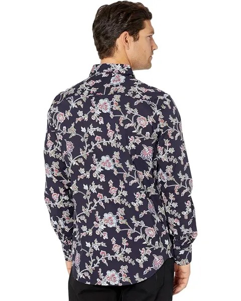 Рубашка Perry Ellis Floral Paisley Stretch Long Sleeve Shirt, цвет Dark Sapphire