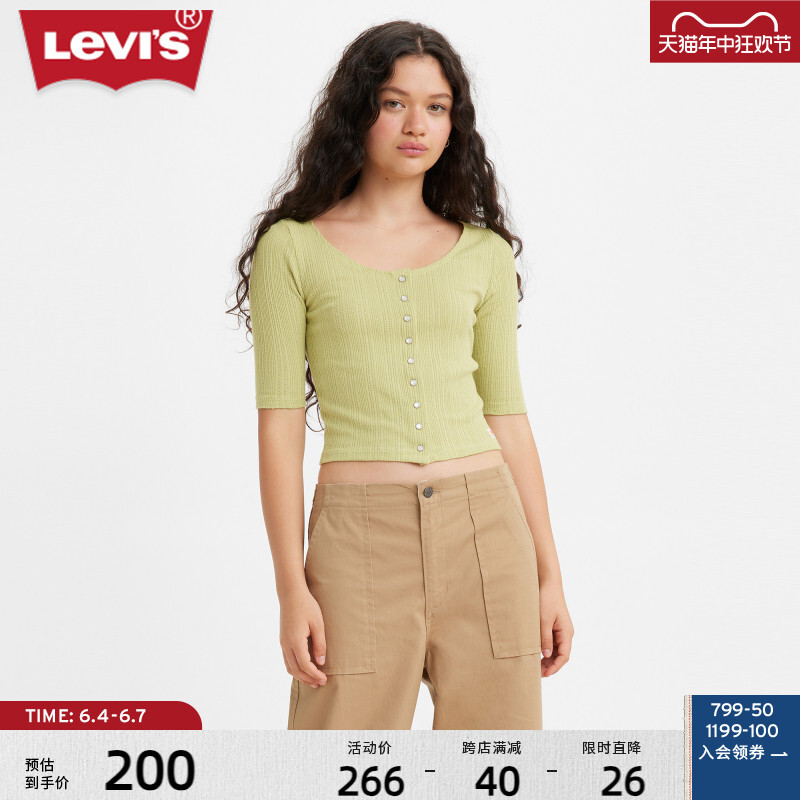 Футболка женская Levi's с короткими рукавами, зеленый
