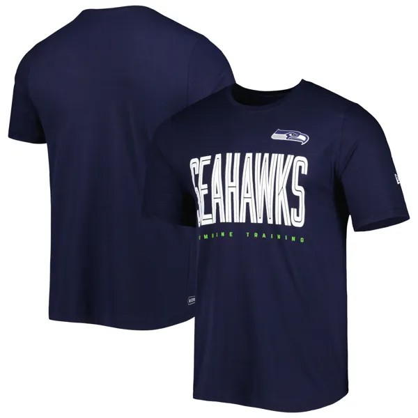 Мужская футболка темно-синего цвета «Сиэтл Сихокс Комбайн» для тренировок Huddle Up New Era