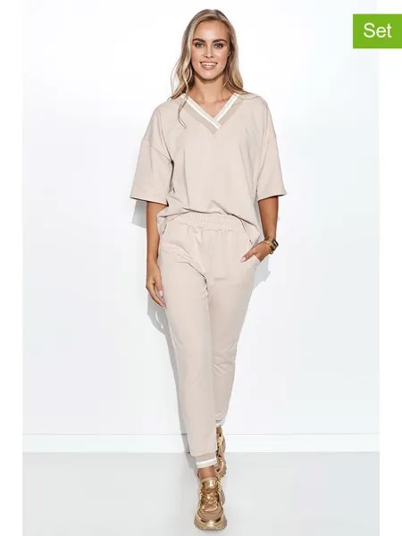 Спортивные брюки Makadamia 2tlg. Outfit, светло бежевый