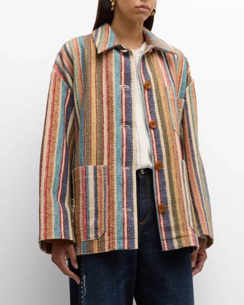 Комфортный твидовый пиджак в полоску на пуговицах DOROTHEE SCHUMACHER, цвет 056 - Multicolour Stripe