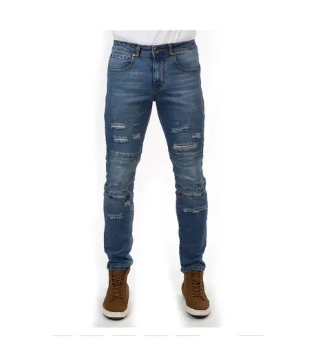 Мужские джинсы цвета индиго черного цвета с щучьей текстурой средней плотности