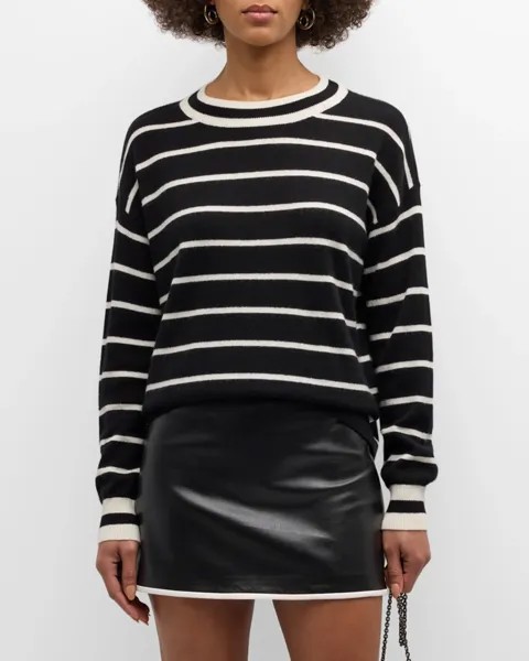 Полосатый свитер с круглым вырезом Fila Alice + Olivia, цвет Blackecru