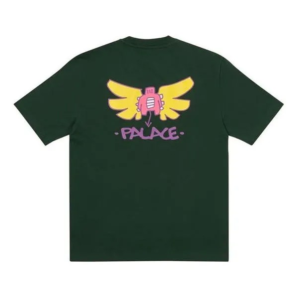 Футболка PALACE x Slap Magazine Crossover Angel Cartoon Funny Pattern Printing Short Sleeve Green T-Shirt, зеленый
