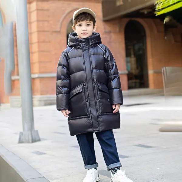 Пуховик с капюшоном для мальчиков 4- 10 12-13 лет, на зиму