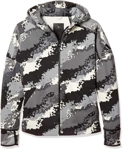 Adidas Молодежная куртка ZNE с графическим принтом и полной молнией с капюшоном для мальчиков