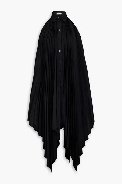 Плиссированное платье-рубашка миди из тканой ткани Rosetta Getty, черный