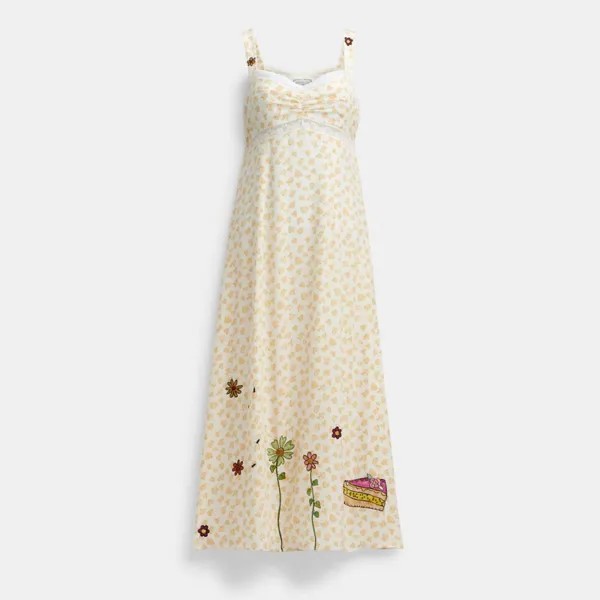Платье COACH Coach X Observed By Us Floral, цвет Ivory/Orange Rose Multi
