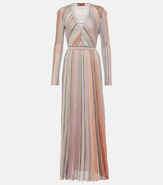 Плиссированное платье макси из ламе Missoni, мультиколор