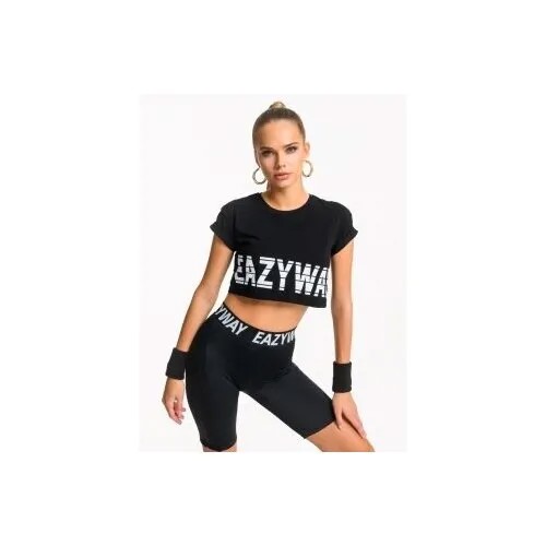 Футболка женская укороченная Energy Crop Logo (XS черный), EAZYWAY