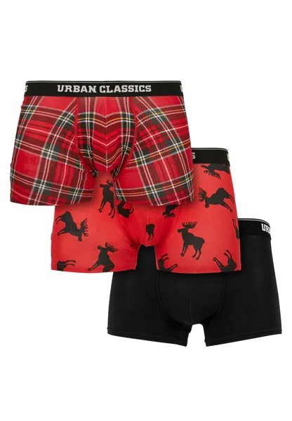 Боксеры Urban Classics Boxershorts, цвет red plaid aop+moose aop+blk